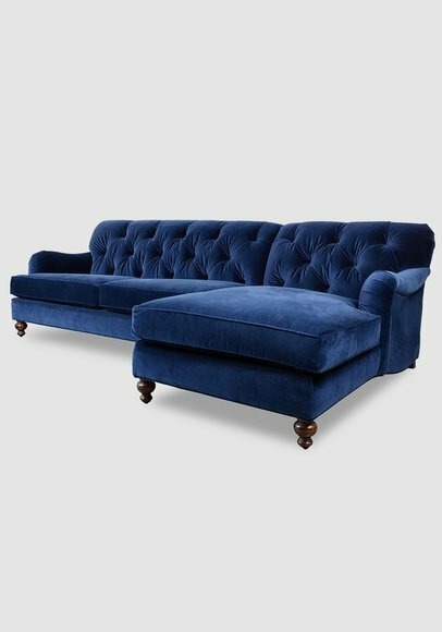Ecksofa Sofa Couch Polster Blaue Chesterfield Eck Garnitur Couchen Sitz