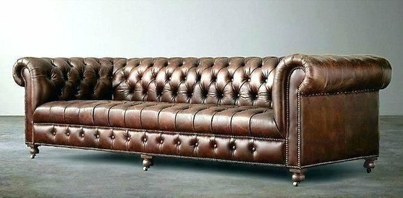 Chesterfield 4 Sitzer Polster Couch Antik Stil Leder Textil Stoff Sofa Couchen