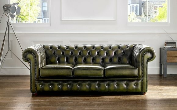 Echtes Leder Sofa 3 Sitzer Couch Grün Sofas Couchen Polster Sitz Garnitur