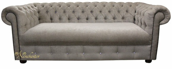 Design Hellgrau Sofa 3 Sitzer Chesterfield Stoff Couch Sofa Polster Sofas