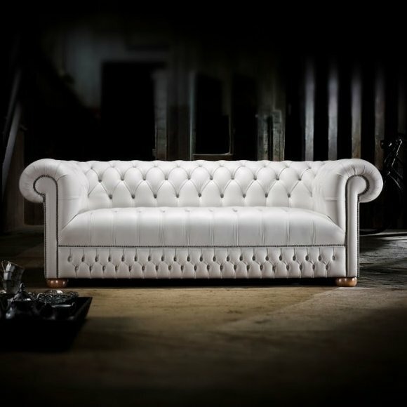 Chesterfield Couch Polster Weiße Leder Sofa Polster Couchen Weiß Sofas