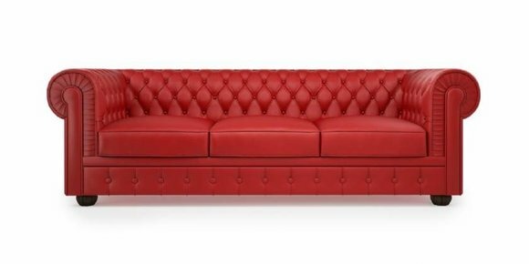 XXL Sofa 3 Sitzer Couch Chesterfield Polster Sitz Garnitur Leder Rot Textil