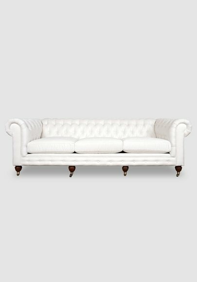 XXL Sofa 4 Sitzer Couch Chesterfield Polster Sitz Garnitur Leder Weiß Textil