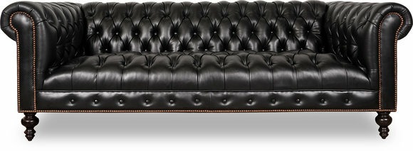 Hochwertige Leder Sofa Textil Stoff Chesterfield Couch England schwarz