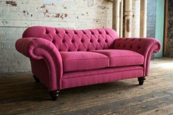 Luxus 2 Sitzer Couch Polster Sofa Textil Stoff Couchen Garnitur Chesterfield Neu