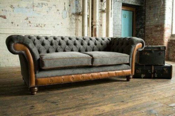 XXL Sofa 3 Sitzer Couch Chesterfield Polster Sitz Garnitur Leder Textil Neu