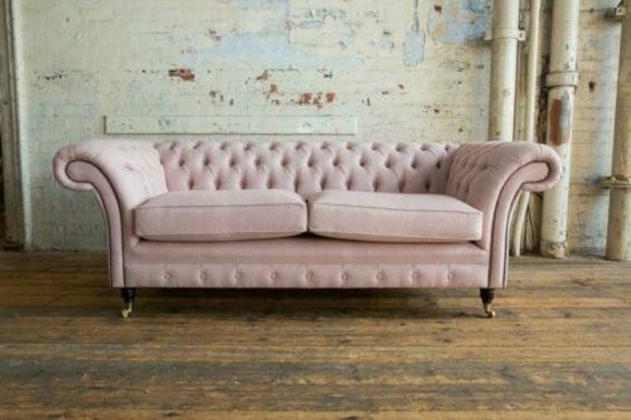XXL Sofa 3 Sitzer Couch Chesterfield Polster Sitz Garnitur Leder Textil Pink