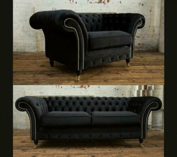 3+2+1 Sofagarnitur Chesterfield Polster Sofa Sofas Couchen Textil Couch
