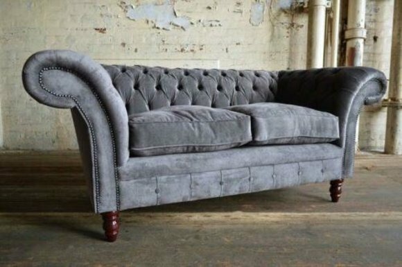 Chesterfield Textil Polster Sofa Design Luxus Couch Stoff Sofas 2 Sitzer