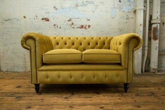 Cheserfield Samt Sofa 2 Sitzer Designer Couchen Couch Textil Stoff Polster