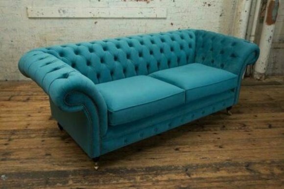 Chesterfield Couch Textil Stoff Sofa Möbel Edles Design 3 Sitzer Samt Designer