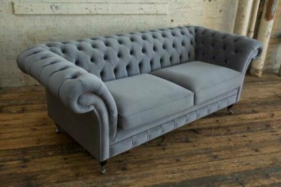 Chesterfield Couch Textil Stoff Designer Sofa Möbel Edles Design 3 Sitzer