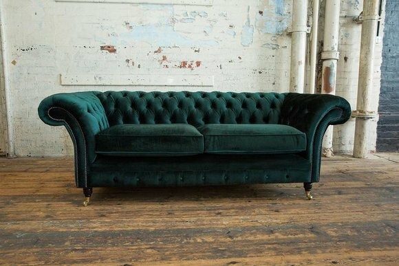 Edle Ausgefallene Chesterfield Couch Samt Textil Stoff Designer Couchen