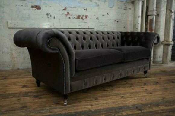 Design Sofa 3 Sitzer Couch Chesterfield Polster Sitz Garnitur Leder Textil