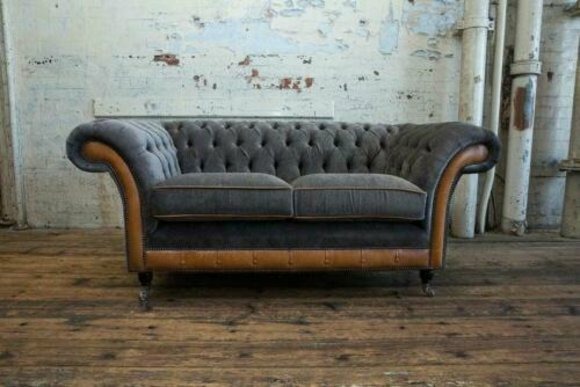 Luxus 2 Sitzer Couch Polster Sofa Textil Stoff Chesterfield Garnitur Neu