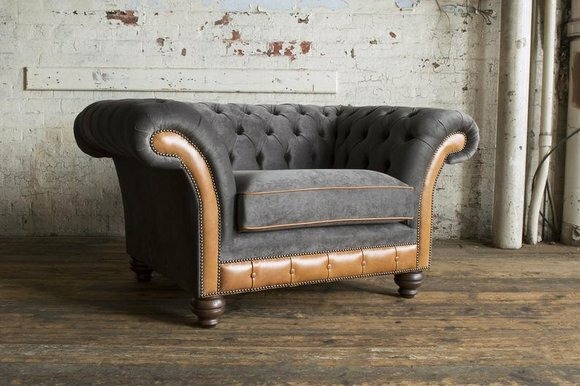Sessel 1 Sitzer Relax Polster Fernseh Chesterfield Textil Sofa Couchen Grau Neu