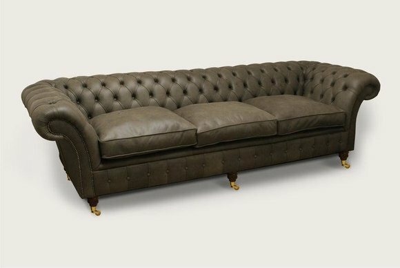 XXL Big Sofa 4 Sitzer Couch Chesterfield Polster Garnitur Leder Textil Braun Neu
