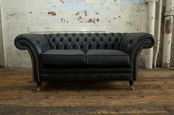 2 Sitzer Couch Polster Sofa Textil Stoff Chesterfield Couchen Garnitur