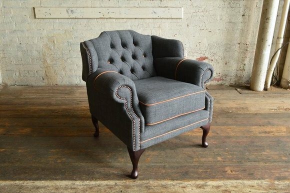 Sessel 1 Sitzer Relax Polster Fernseh Chesterfield Textil Stoff Sofa Couchen Neu