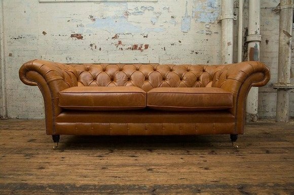 Sofa Luxus Leder Textil Chesterfield Couch Sofas Polster 3 Sitzer Garnitur