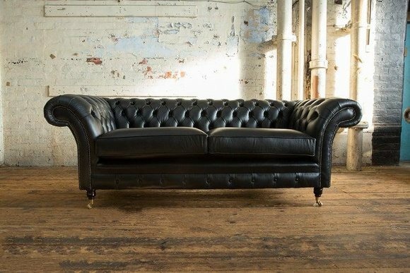 Luxus Leder Textil Chesterfield Sofa Couch Sofas Polster 3 Sitzer Garnitur Neu