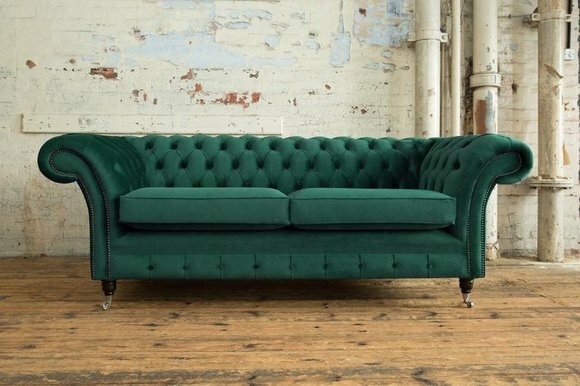 Sofa 3 Sitzer Couch Chesterfield Polster Sitz Garnitur Leder Textil design