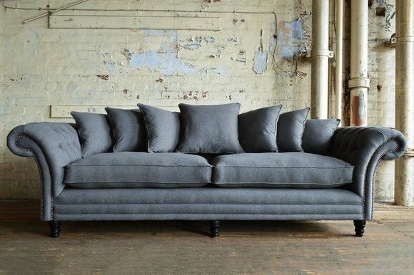 XXL Sofa 4 Sitzer Couch Chesterfield Big Polster Sitz Garnitur Stoff Textil
