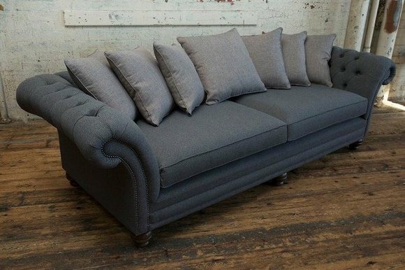 XXL Big Sofa 4 Sitzer Couch Chesterfield Polster Sitz Garnitur Stoff Textil Neu