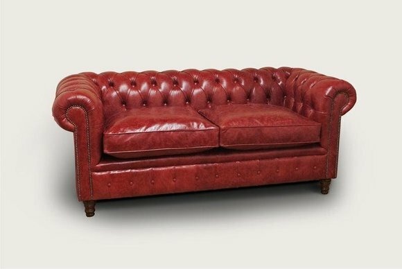 Luxus 2 Sitzer Couch Polster Sofa Leder Stoff Couchen Chesterfield Garnitur