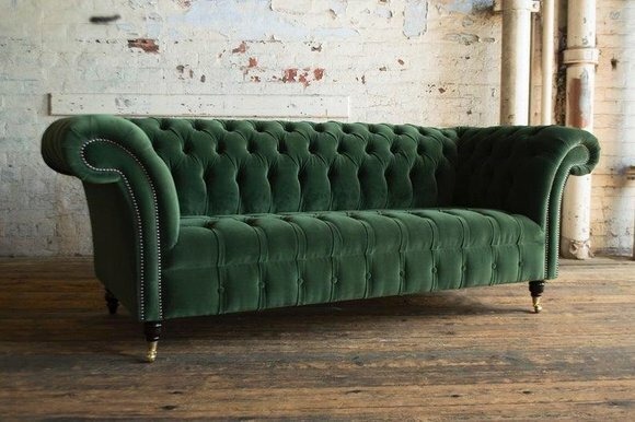 Chesterfield Couch Sofa Polster 3 Sitzer Couchen Sitz Garnitur Sofas Grüne