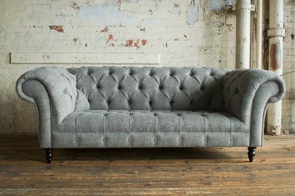 Chesterfield Couch Sofa Polster 3 Sitzer Couchen Sitz Garnitur Sofas Graue
