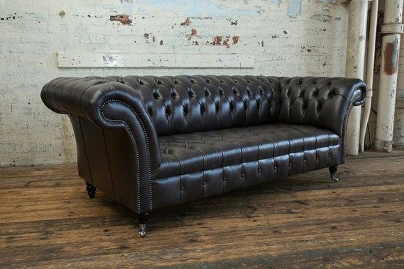 3 Sitzer Chesterfield Polster Sofas Design Luxus Couch Sofa Leder Couchen