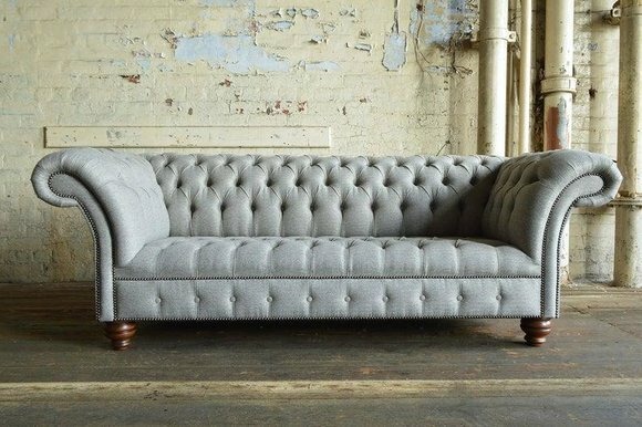Chesterfield Ledersofa Couch Polster designer 3 Sitzer Textil Sofas Couchen