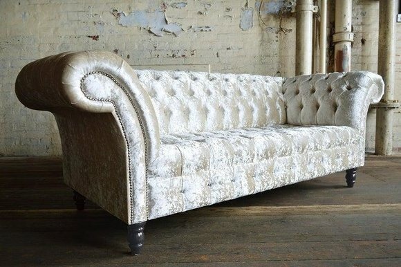 Chesterfield 3 Sitzer Couch Sitz Textil Stoff Leder Couchen Sofas Sofa Polster