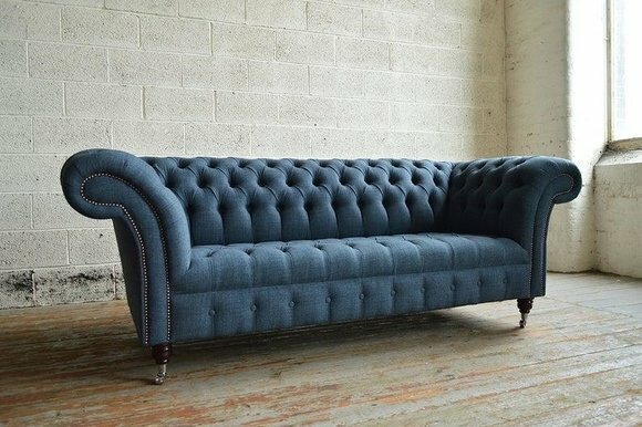 Chesterfield Couch Textil 3 Sitzer XXL Big Sofa Couchen Big Neu Polster