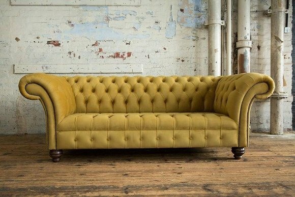 3 Sitzer Chesterfield Sofas Design Luxus Couch Sofa Couchen XXL Stoff