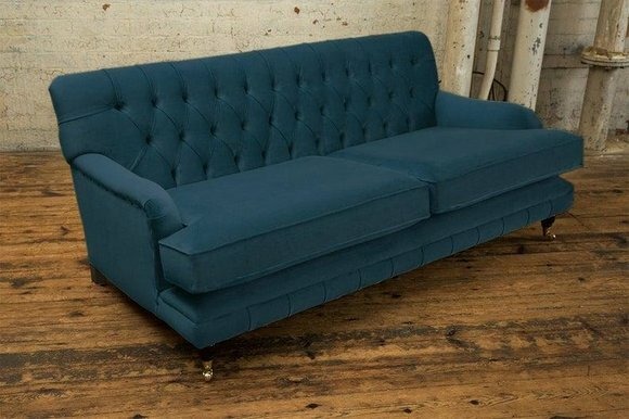 Blau Designer Sofa Couch Polster XXL 3 Sitzer Big Sofas Couchen Leder