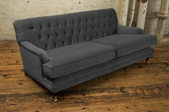 Chesterfield Grau Couch Sofa Polster 3 Sitzer Couchen Sitz Garnitur Sofas