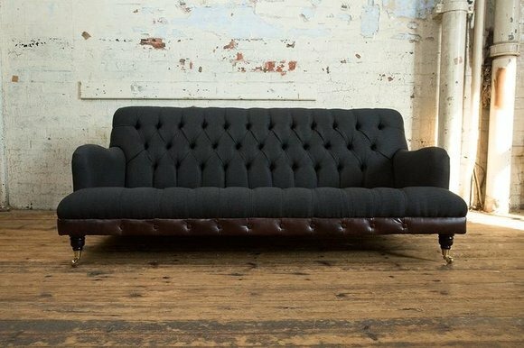 Chesterfield Schwarz Couch Sofa Polster 3 Sitzer Couchen Sitz Garnitur