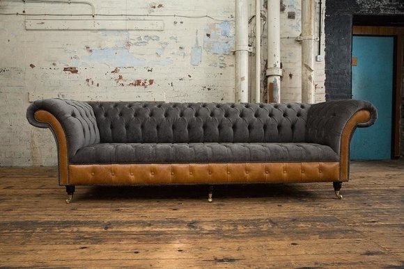XXL Sofas Chesterfield Polster Design Luxus Sofa 4 Sitzer Leder Couchen