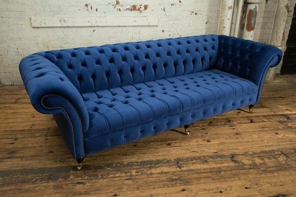 Chesterfield Sofa Textil Polster Design Luxus Couch Klassische Sofa 4 Sitzer