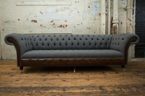 Chesterfield Textil Polster Design Luxus Couch Sofa Klassische 4 Sitzer