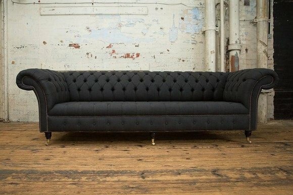Chesterfield Schwarz Couch Sofa Polster 4 Sitzer Couchen Sitz Garnitur