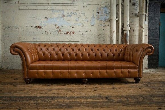 Chesterfield Braune Couch Sofa Polster 4 Sitzer Couchen Sitz Garnitur