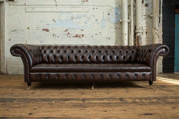 XXL Big Wohnzimmer Couch Chesterfield 4 Sitzer Leder Sofa Couchen