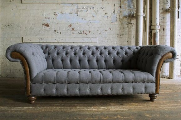 Chesterfield XXL Sofa Couch 3 Sitzer Polster Textil Stoff Couchen Elegante