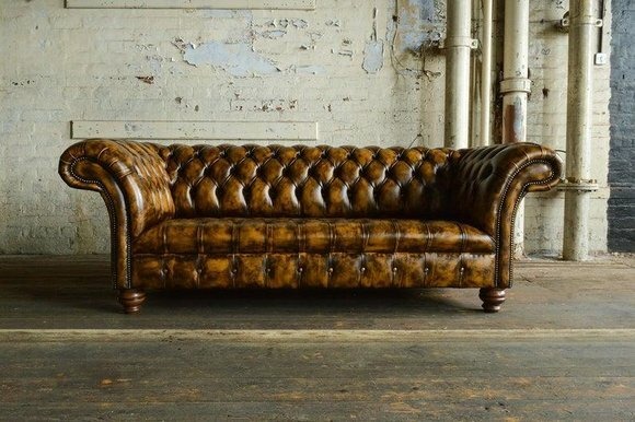 Edle Big Sofa Couch Chesterfield Leder Sofas Couchen Italienisches Rindsleder