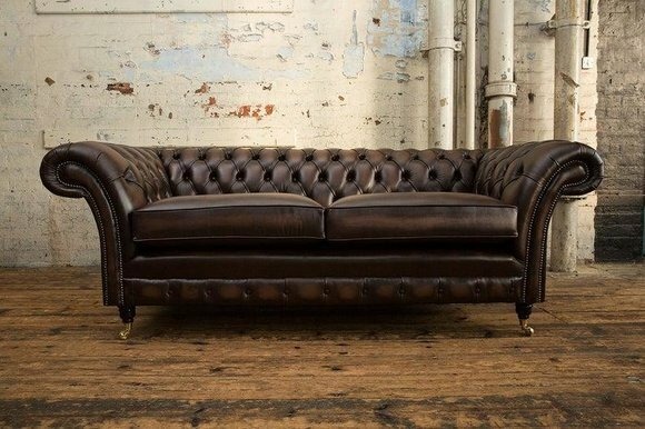 Ledersofa Sofa Couch Garnitur Couchen Chesterfield Leder Polster 3 Sitzer