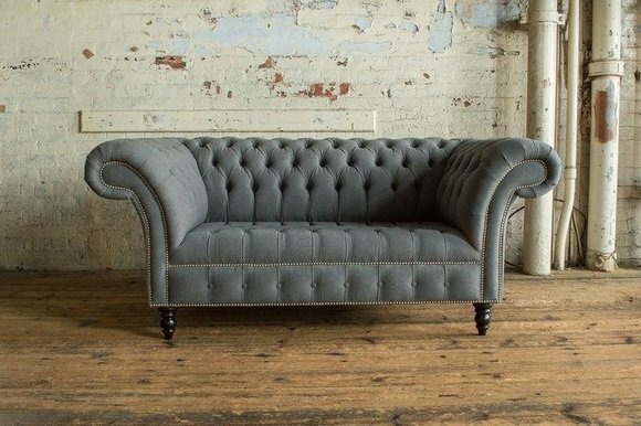 Graue Designer Sofa Couch Polster XXL 2 Sitzer Big Sofas Couchen Textil