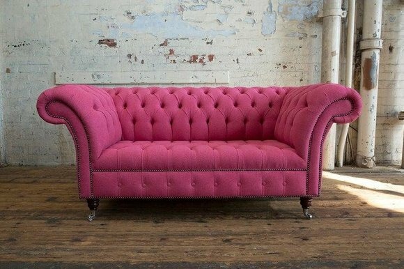 Edle Designer Couch 2 Sitzer Chesterfield Couchen Sofas Samt Stoff Textil